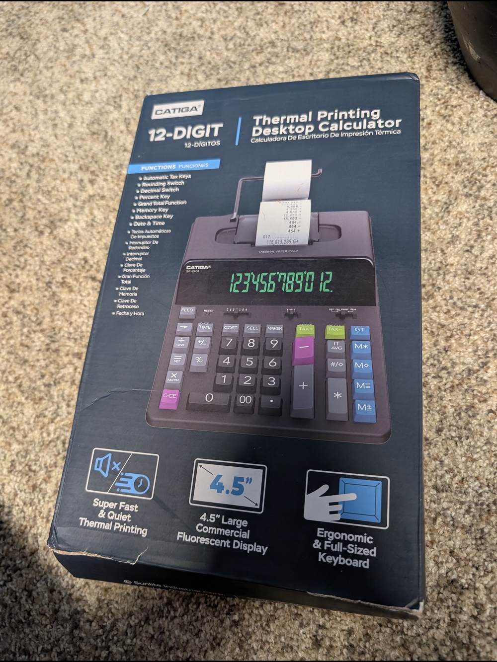 12-Digit Thermal Printing Desktop Calculator - Black